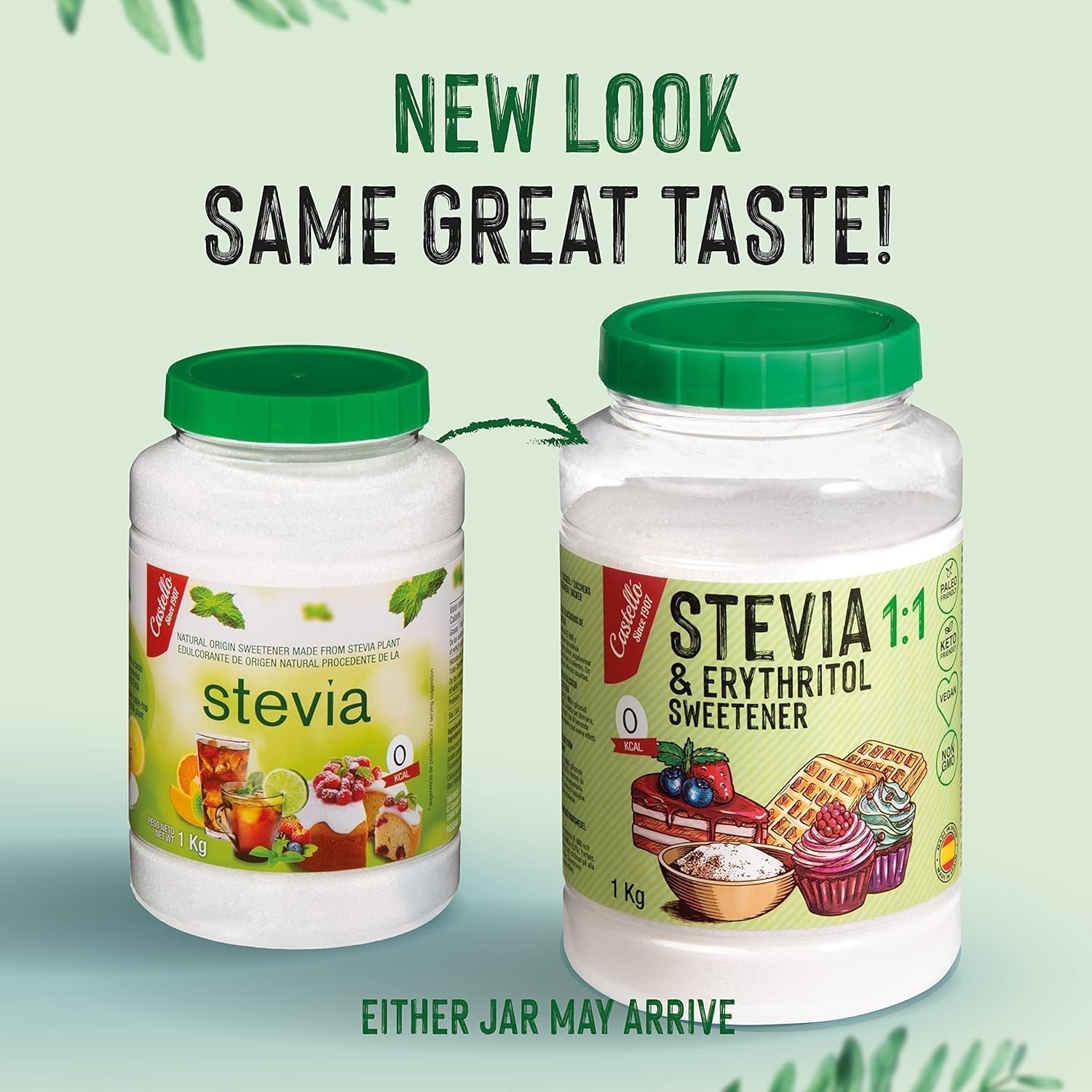 Stevia + Erythritol 1:1 Süßstoff | 1G = 1G Zucker | 100% Natürlicher Zuckerersatz - 0 Kalorien - 0 Glykämischer Index - Keto Und Paleo - 0 Netto-Kohlenhydrate - Kein GVO - Castello since 1907-1 Kg Sweeteners Naty Shop