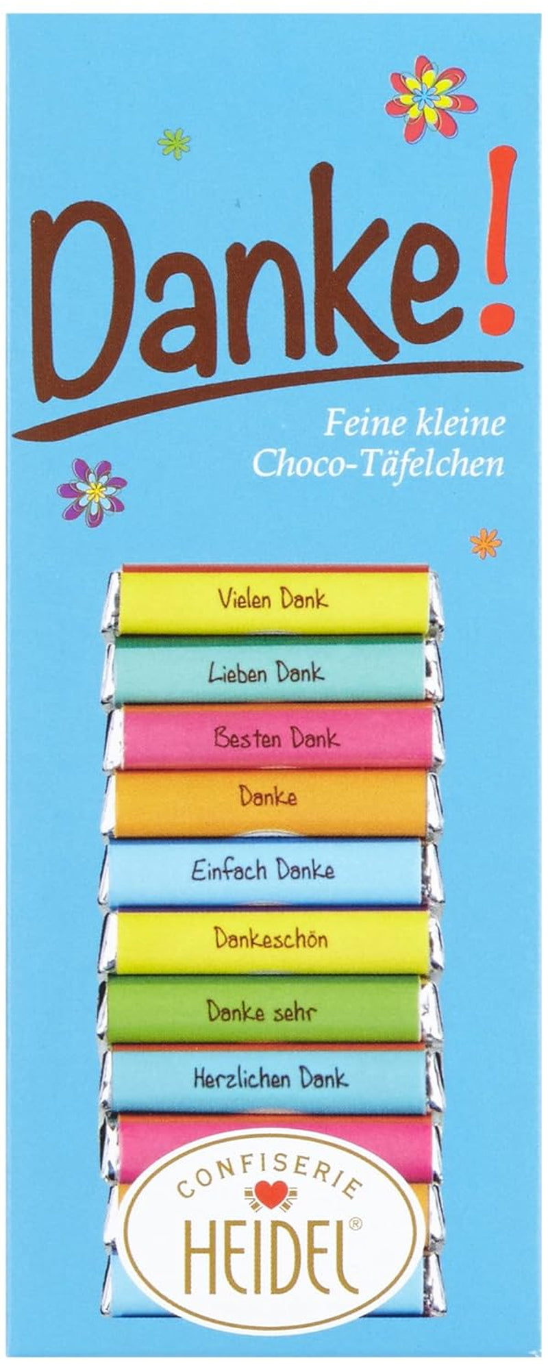 Heidel Thank You milk chocolate bars 3x80g, 16 mini-bars of 5g per package, Various expressions of gratitude, Exquisite gift idea