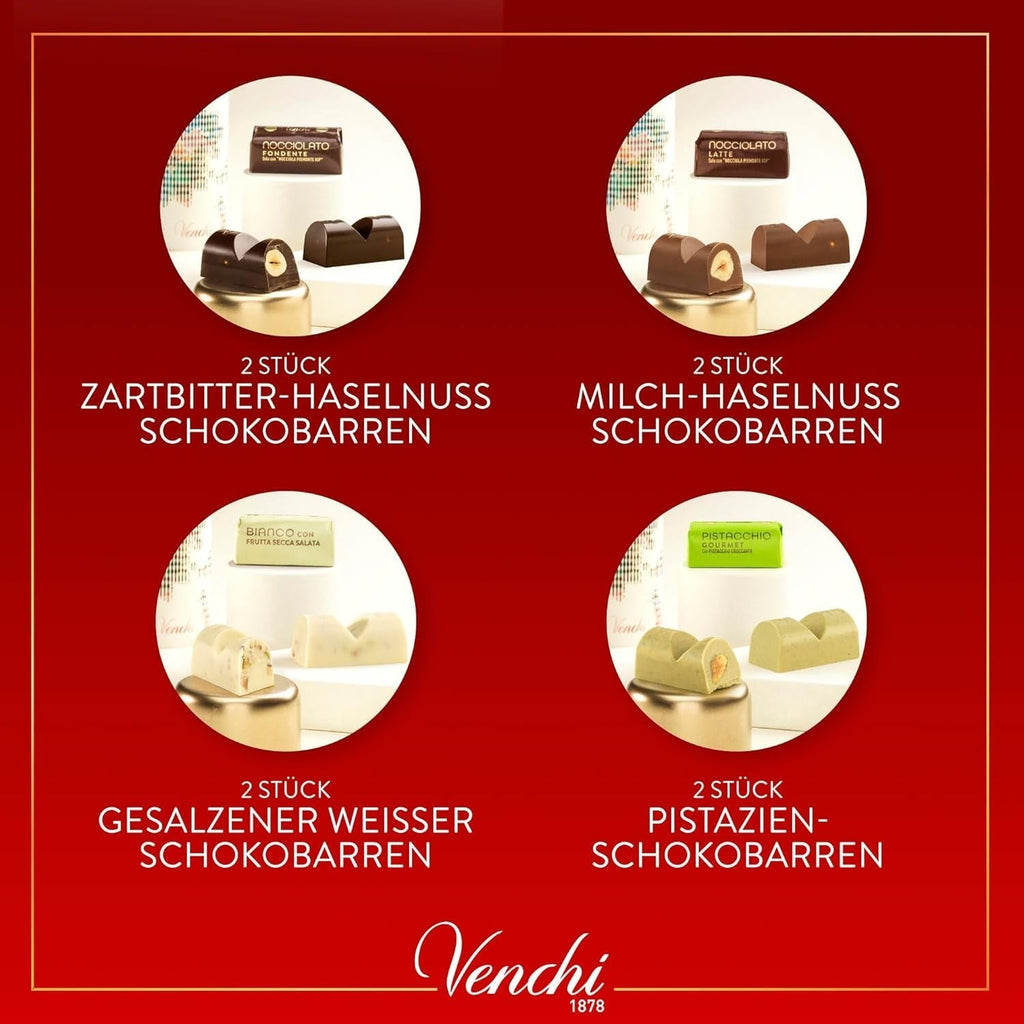 Venchi - Christmas Collection - Cutie cadou cu diverse tablete de ciocolată și ciocolată Chocoviar Bomboane de Ciocolata Naty Shop