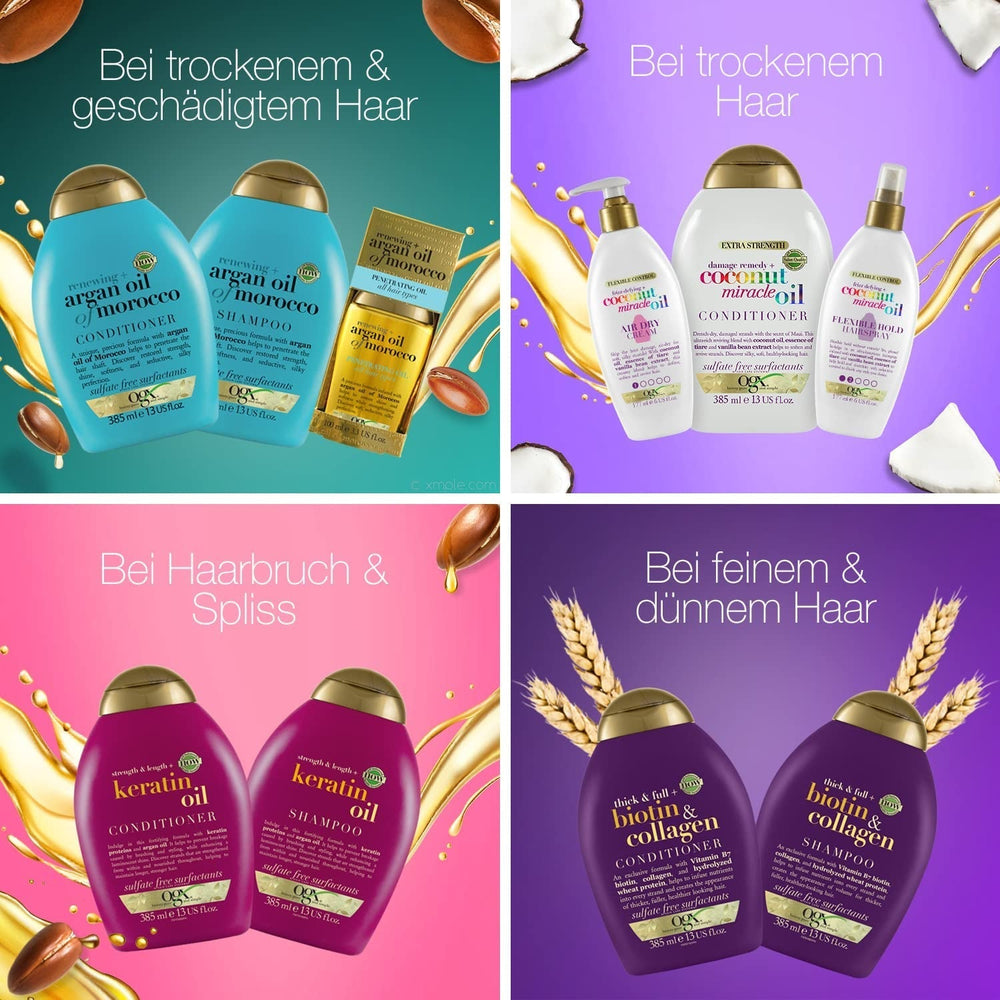 OGX Coconut Miracle Oil Conditioner, Moisturizing conditioner for hair care with coconut oil, 385 ml OGX Hair Care