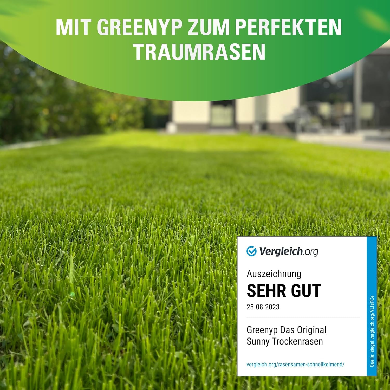 Greenyp® Sunny I Dürreresistenter Trockenrasen I 0,2Kg Für 10M² I Grassamen Rasensamen Rasensaat Gras Nachsaat Schnellkeimend