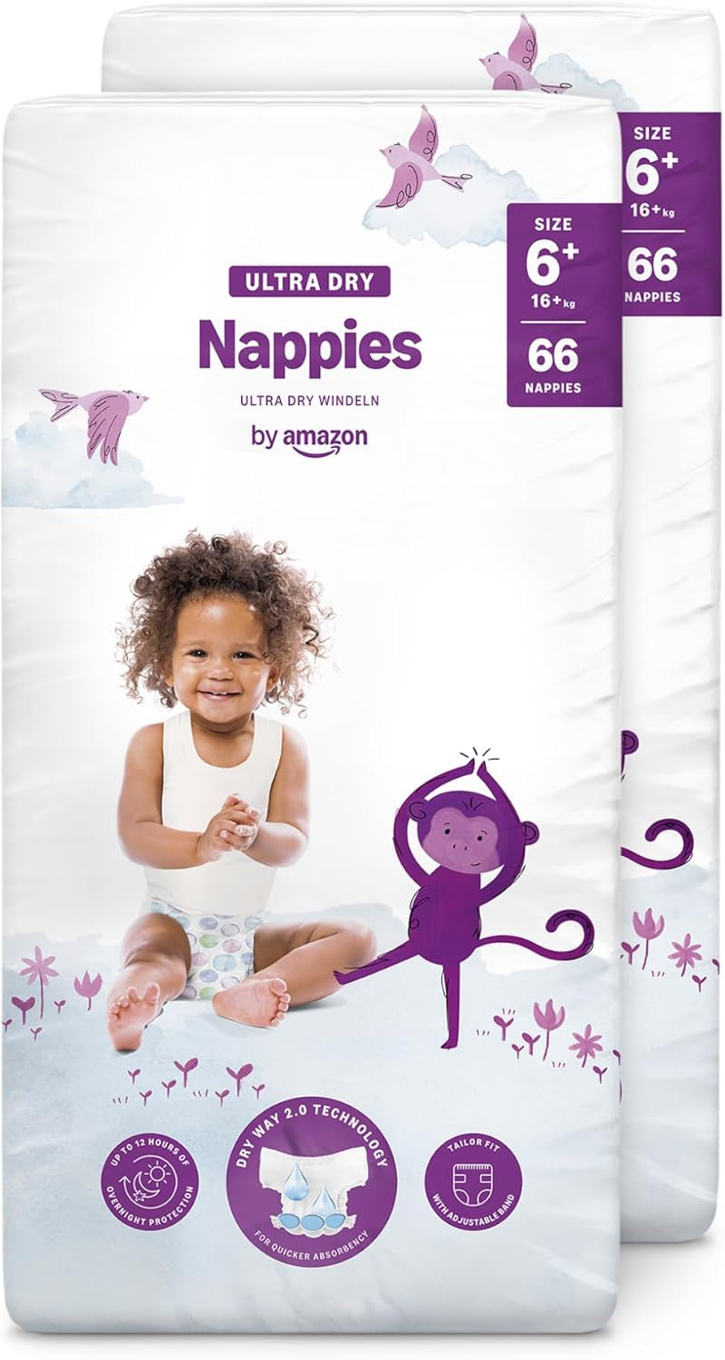 Amazon Ultra Dry Diapers, Size 3 (4-9kg) - Monthly Box, White, 172 Count (2 Packs of 86) (Formerly Mama Bear, identical product)