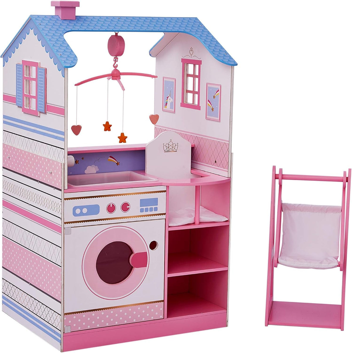 Olivia'S Little World Teamson Kids 18 Inch Baby Dolls Wooden Dollhouse Double Sided Nursery TD-11460W Doll Houses Naty Shop Changing Table