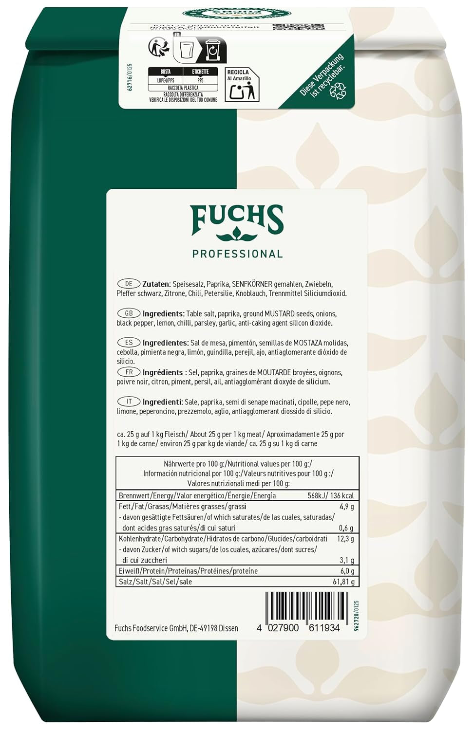 - Kotelett und Schnitzel Gewürzsalz | Grill-Würzmischung für Kurzgebratenes | Profi-Qualität für Großverbraucher | 1.5 kg recyclable bag