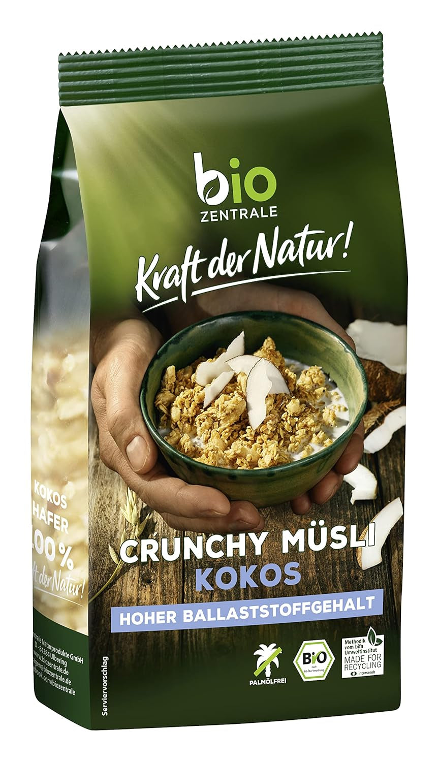 Crispy muesli with berries Biozentrale | 375 g organic Muesli | Ideal for breakfast and your cup of takeaway muesli | An alternative to muesli bars