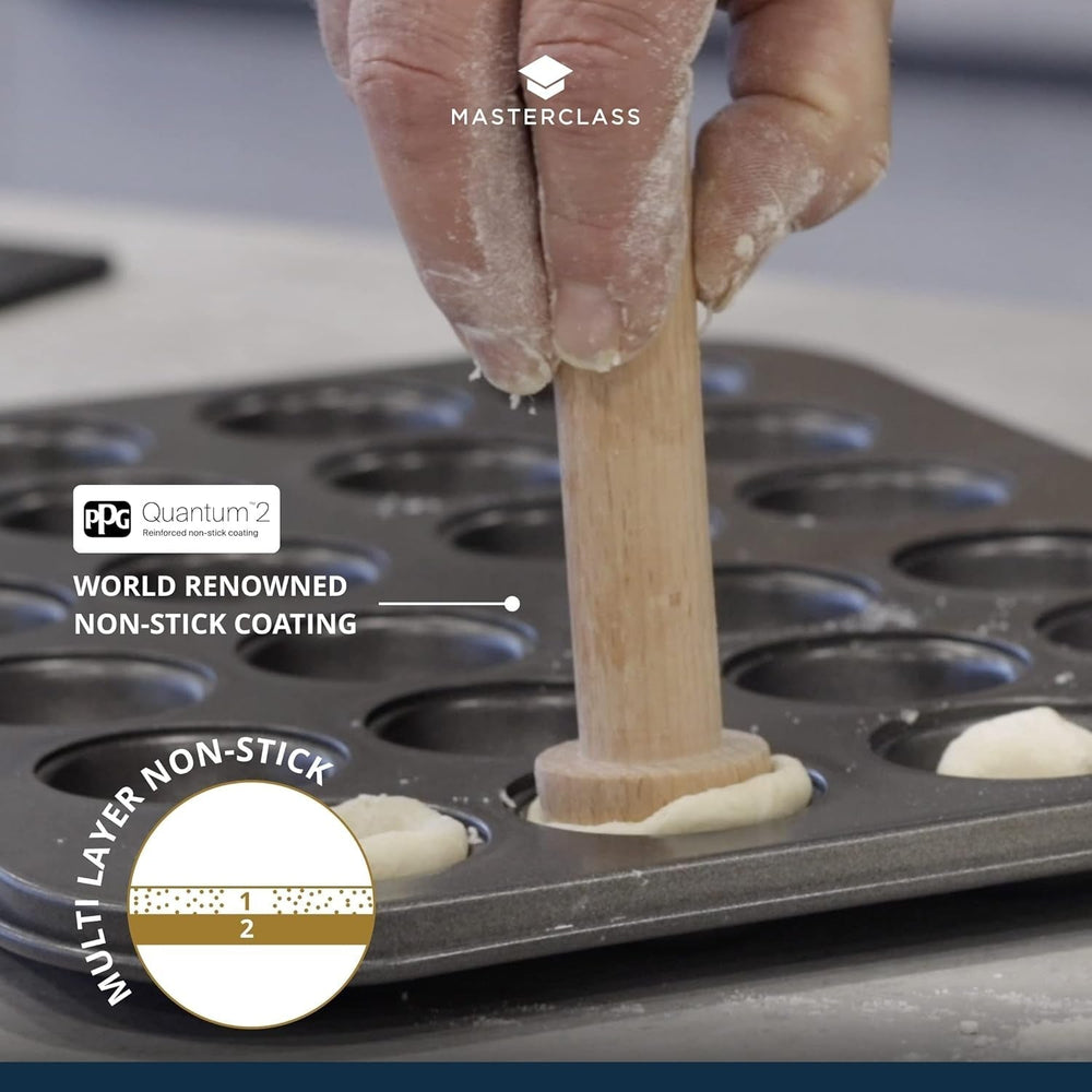 Masterclass Mini Tart Pan 24 Holes 1mm Thick Durable Carbon Steel 35x27cm Gray Naty Shop