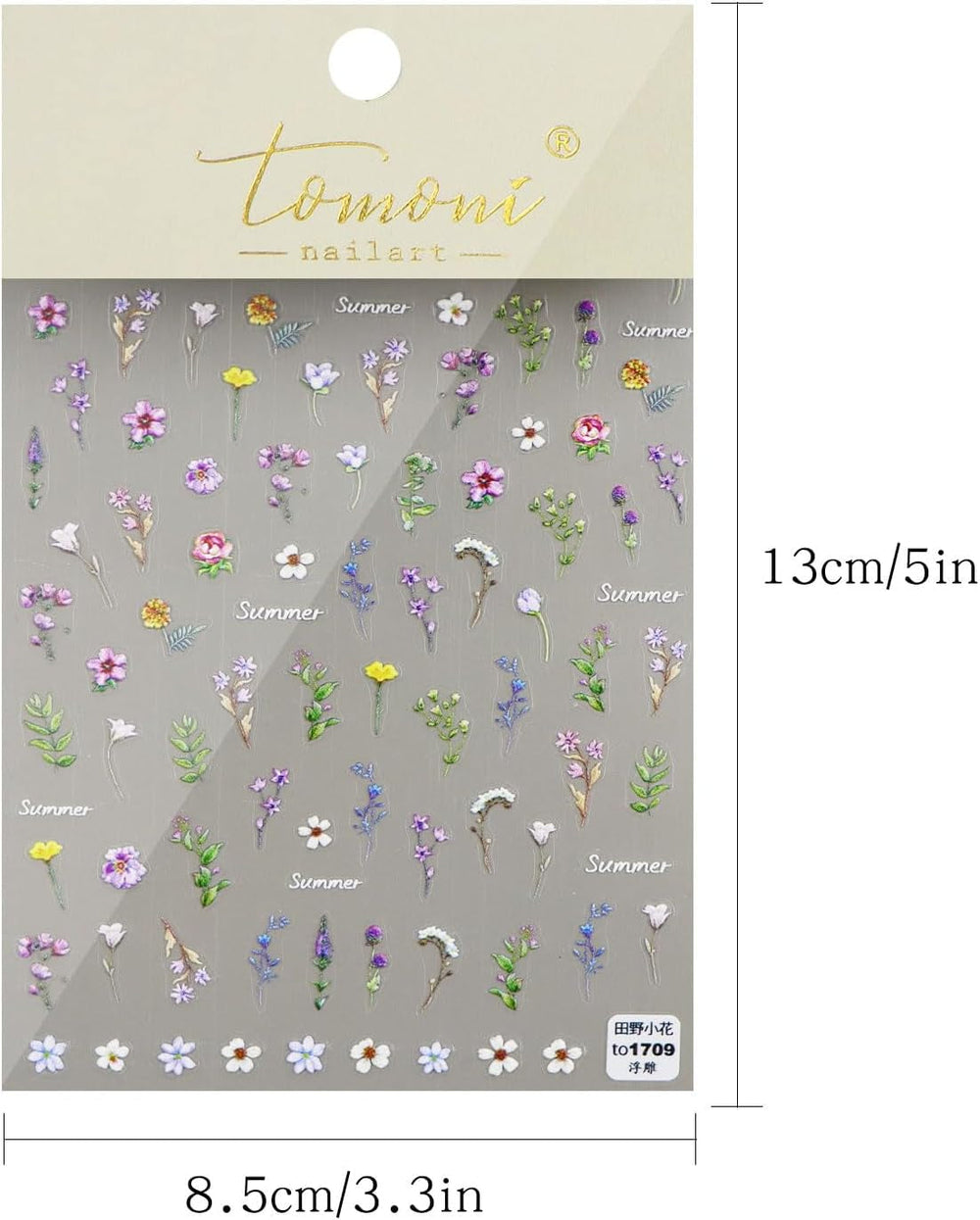 JMEOWIO 3D Nagelsticker Blume Frühling Sommer Floral Nail Art Sticker Selbstklebend Nagelaufkleber 5D Stereoskopisch Dekoration Nageldesign Zubehör 1 Blatt