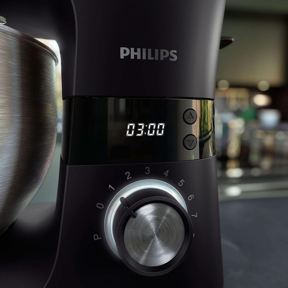 Philips 7000 Series Küchenmaschine - 5.5 Liter, 1000 Watt, 8 Speeds, Proknead Technologie, Rezepte, LED Smart Timer, Knethaken, Schneebesen Und Rührbesen (HR7962/01) Mother and Child Naty Shop