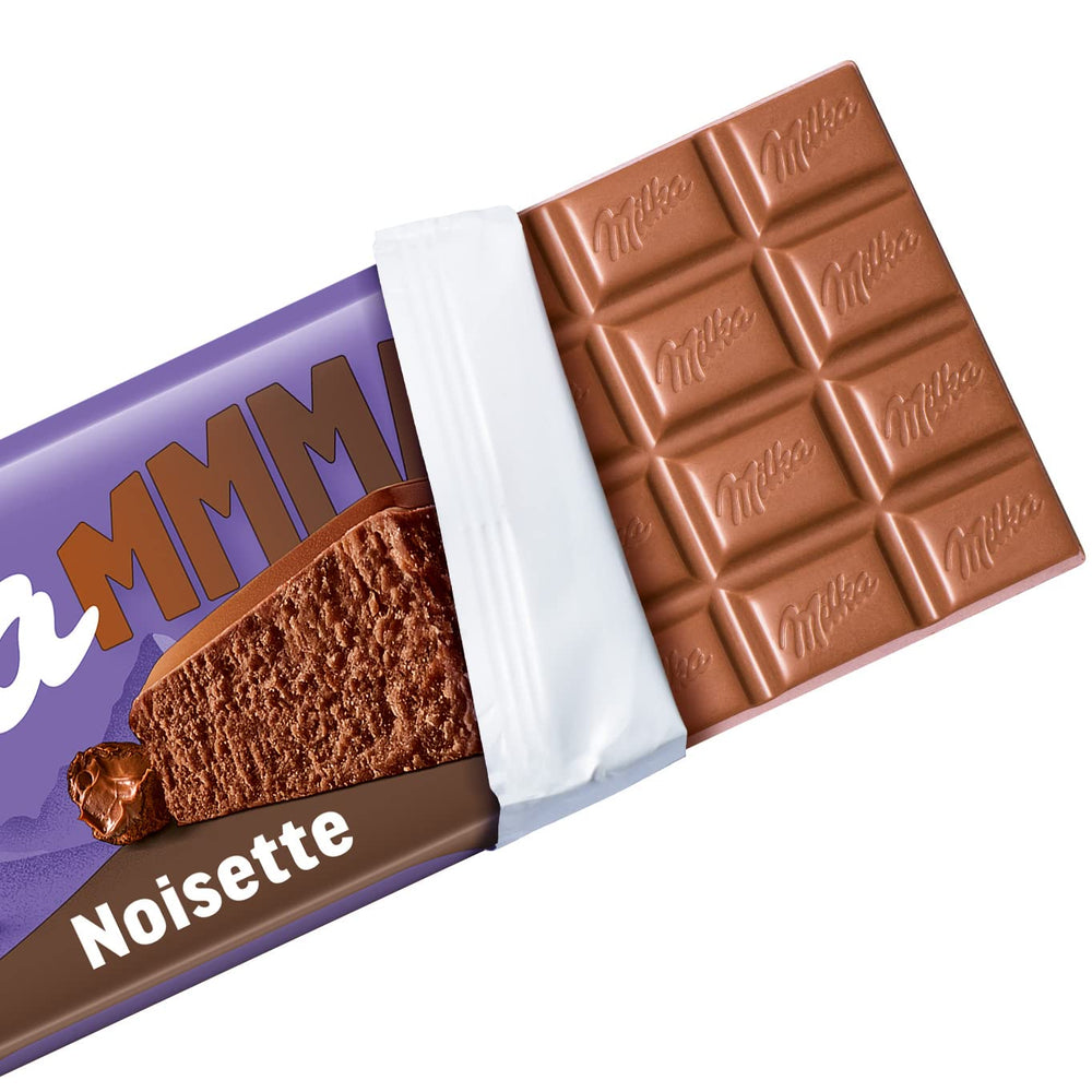 Milka MMMAX Noisette – Alpine milk chocolate with a delicate and creamy hazelnut filling – 250g