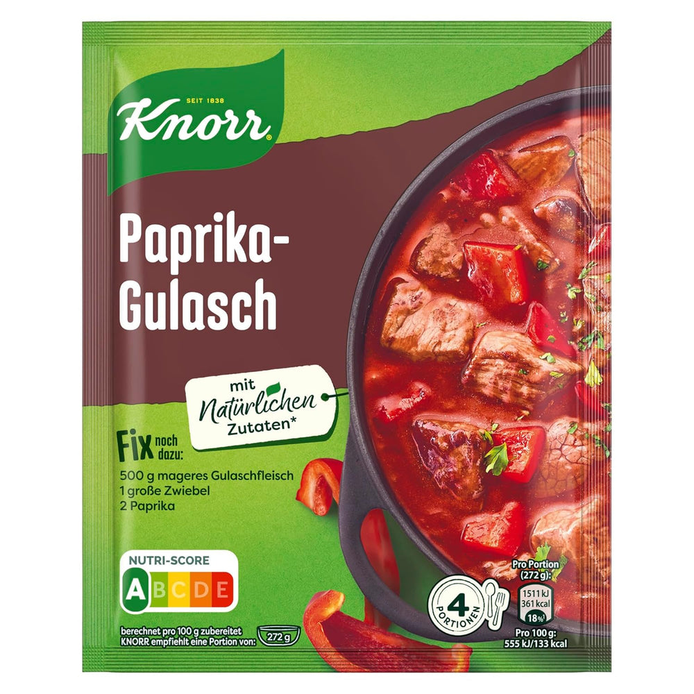 Knorr Fix Würzmischung Paprika-Gulash für eine leckeres Fleischgericht mit natürliche Ingredienten 4 Portionen