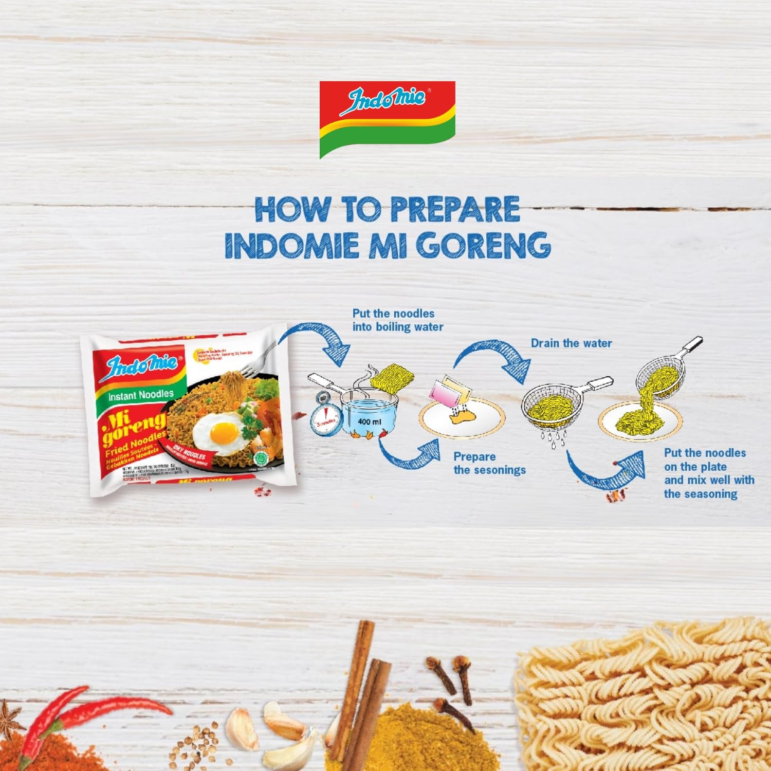 INDOMIE - Instant Mi Goreng Noodles - Multipack (40 x 80g)