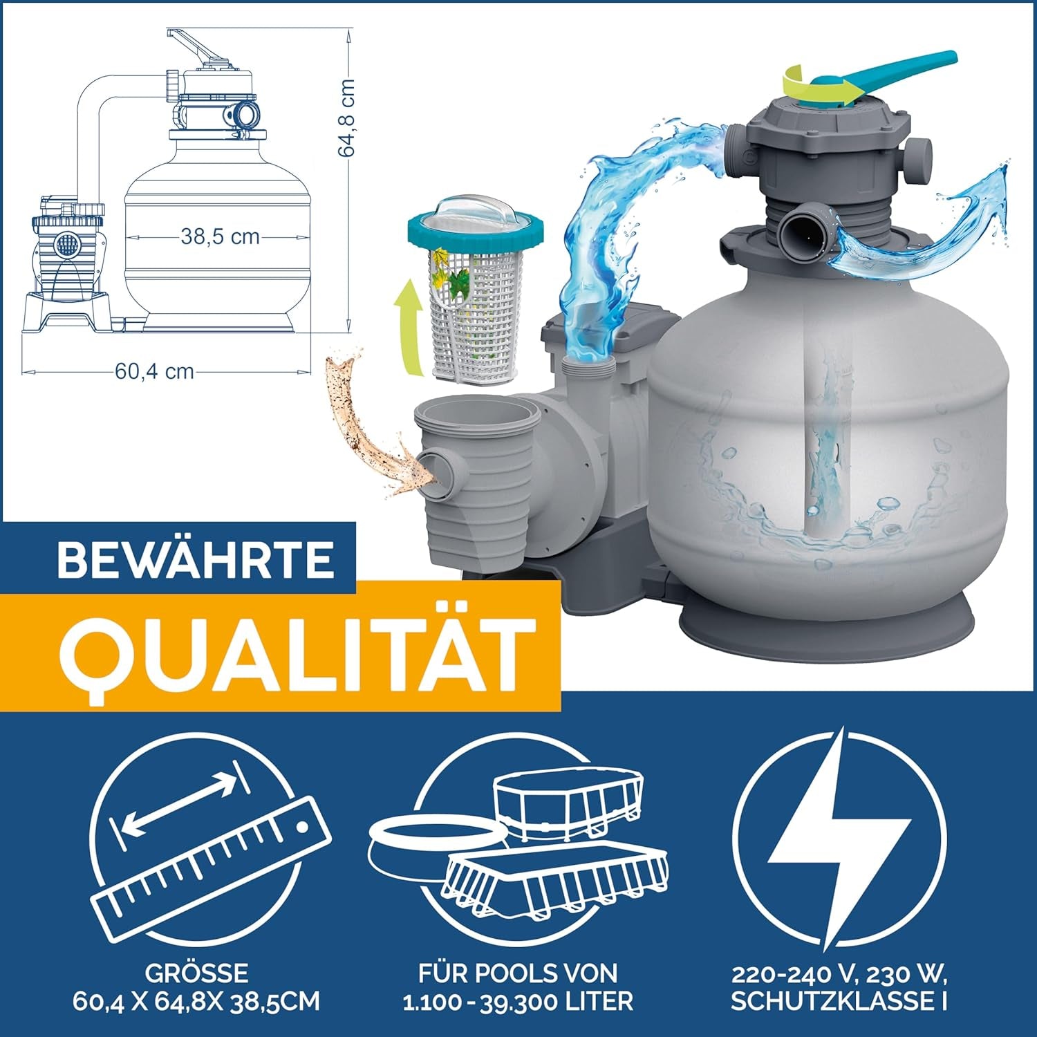 Bestway sand filter system with timer, 5,678 l/h, 230 W