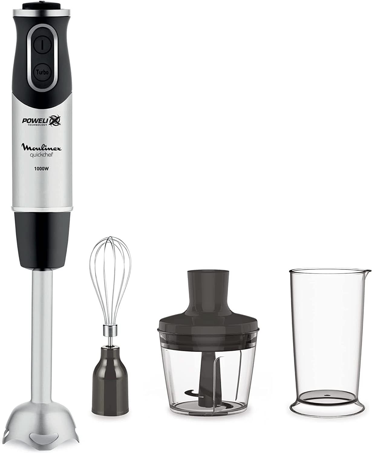 DD6558 DD655810 Quickchef 3-In-1 Tauchmixer, Powelix-Technology, 3 Zubehörteile, Edelstahl, Stahl/Schwarz Kitchen Naty Shop
