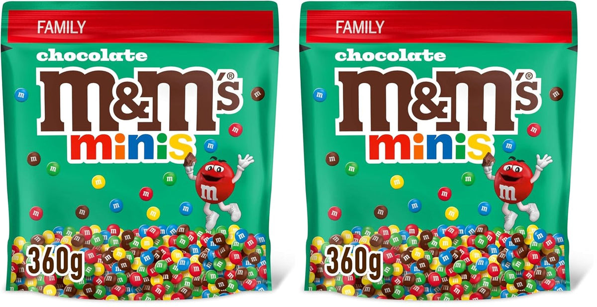 M&M's Chocolate Minis, Ciocolată, 1 x 324g, Linte cu ciocolată (324g) (Pachet de 2)