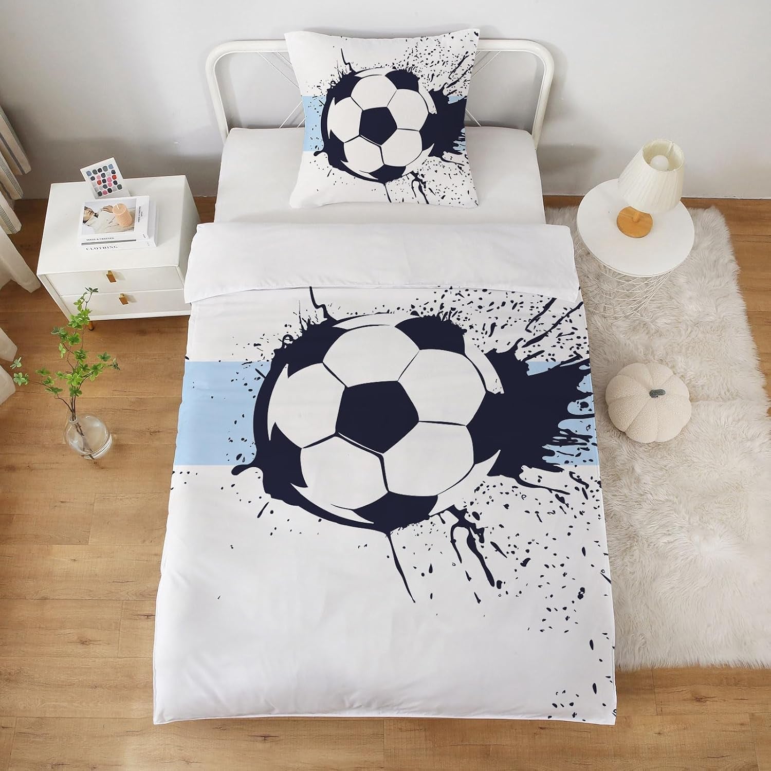 Lenjerie de pat pentru baieti, fotbal, poliester microfibra Lenjerie de pat - copii Naty Shop