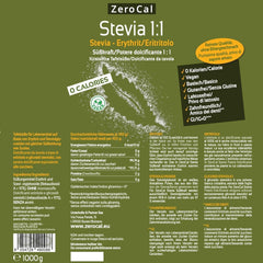 Stevia 1:1 (Erythrit - Stevia) - Natürlicher Zuckerersatzstoff, 1000 G Sweeteners Naty Shop