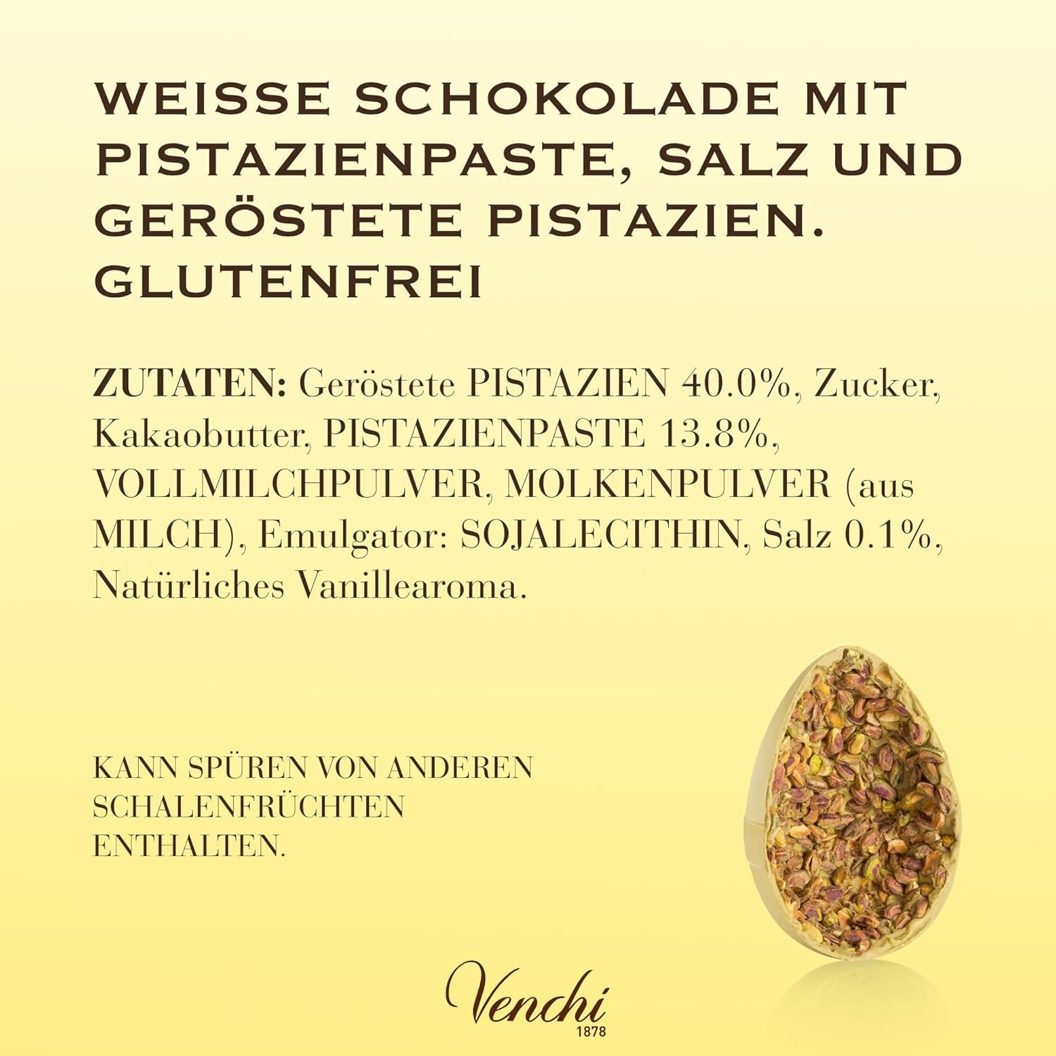 Venchi - Chocolate egg, pistachio flavor, with whole pistachio, with surprise, gluten free, 500g, Easter collection, gift idea