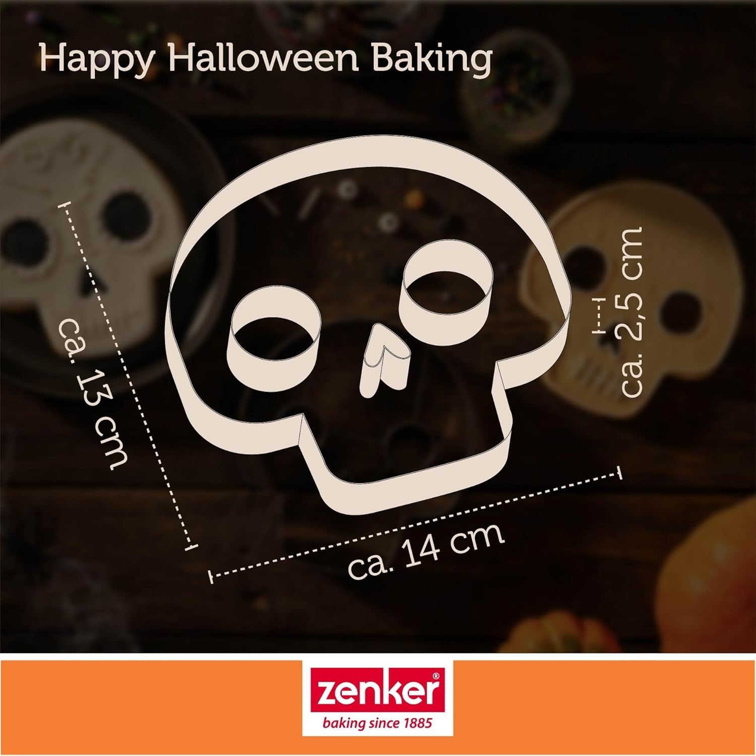 Formă de biscuiți ZENKER XXL cu craniu, argintie