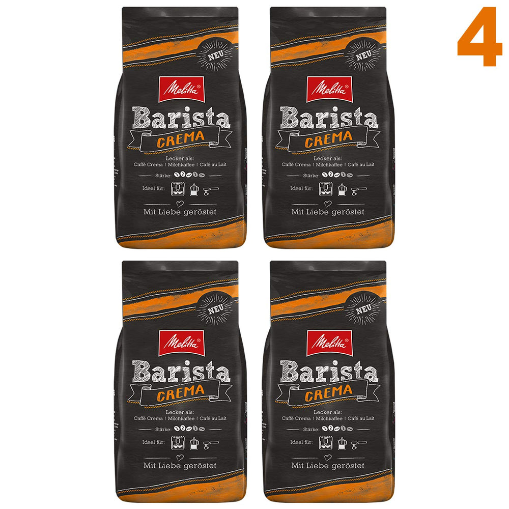 Melitta Barista Crema, Boabe de Cafea Întregi 4x 1000g (4000g) - cafea echilibrată, armonioasă