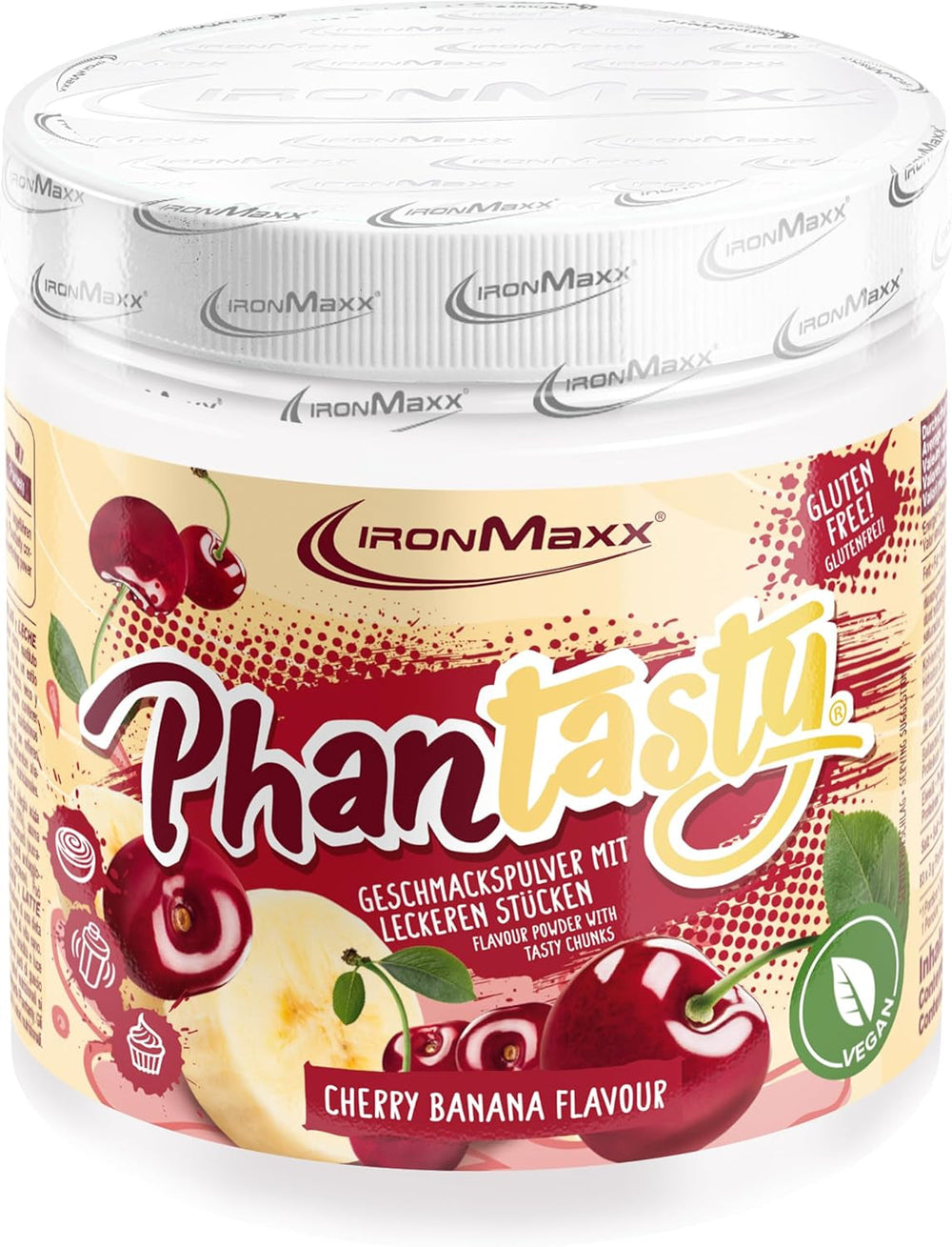 Ironmaxx Phantasty - Creamy Peach 250G Dose | Vegan Geschmackspulver Mit Echten Frucht- Oder Nussstückchen | Perfekter Zuckerersatz Sweeteners Naty Shop 250 G (1Er Pack) Cherry Banana