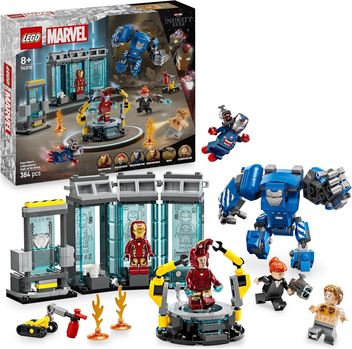 LEGO Marvel Iron Man's Laboratory: Hall of Armor - Superhero Toy with a Mech Figure, 5 Minifigures Including Aldrich Killian - Avengers Gift for Boys and Girls Ages 8+ 76315 Building Sets Beuche den LEGO-Store Default Title