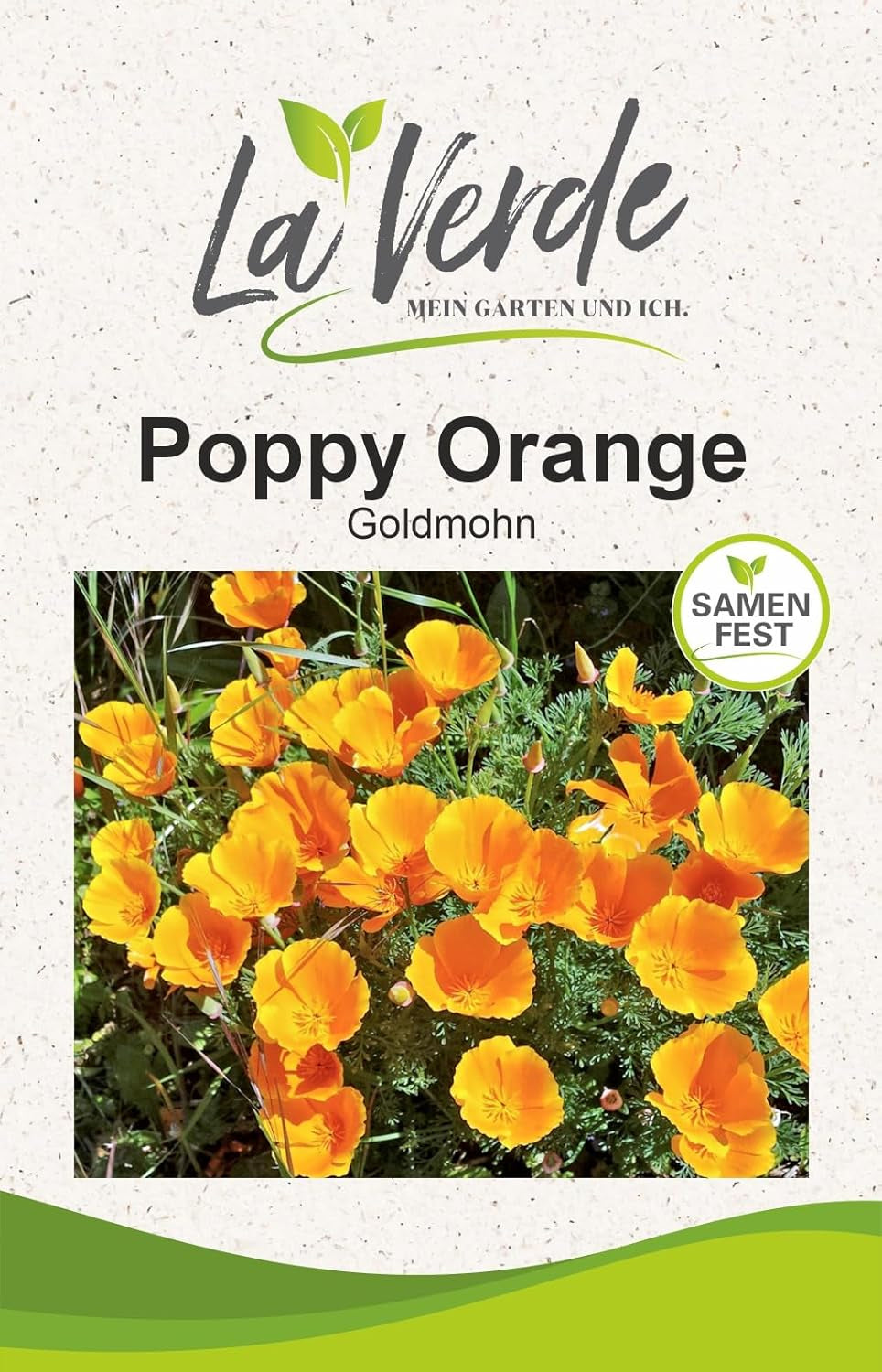 La Verde GRĂDINA MEA ȘI EU. Semințe de mac californian 'Poppy Orange' pentru aprox. 250 de plante, mac californian, semințe cu înflorire îndelungată, non-OMG