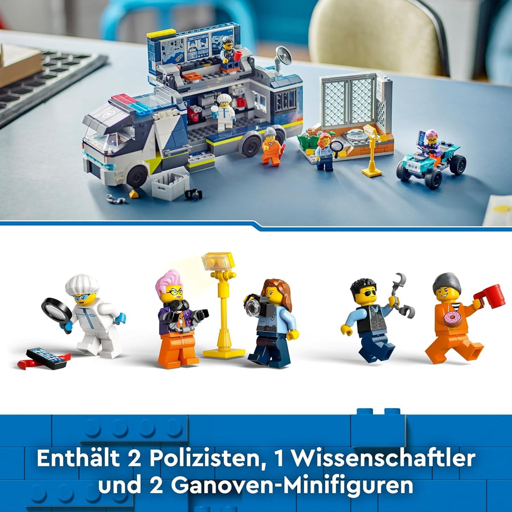 LEGO City Police Truck with Lab, Quad Police Set and Toy Truck for Kids, Gift for Boys and Girls 7 Years and Up, Plus 5 Minifigures - 2 Policemen, 1 Scientist and 2 Crooks 60418 Building Sets Beuche den LEGO-Store