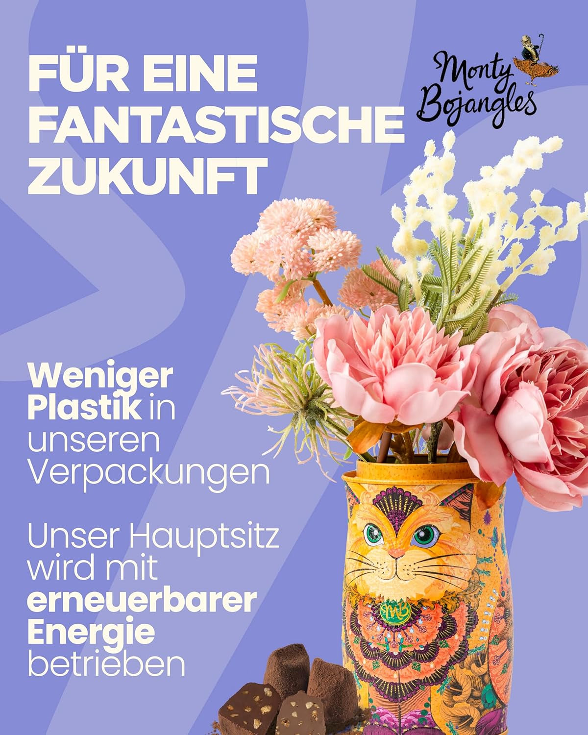 Monty Bojangles Savanna Gold Chocolate Truffles (135g) Cocoa Powder Praline Gift Set in an Individual Cat Design Collector's Box Flutter Scotch Flavor