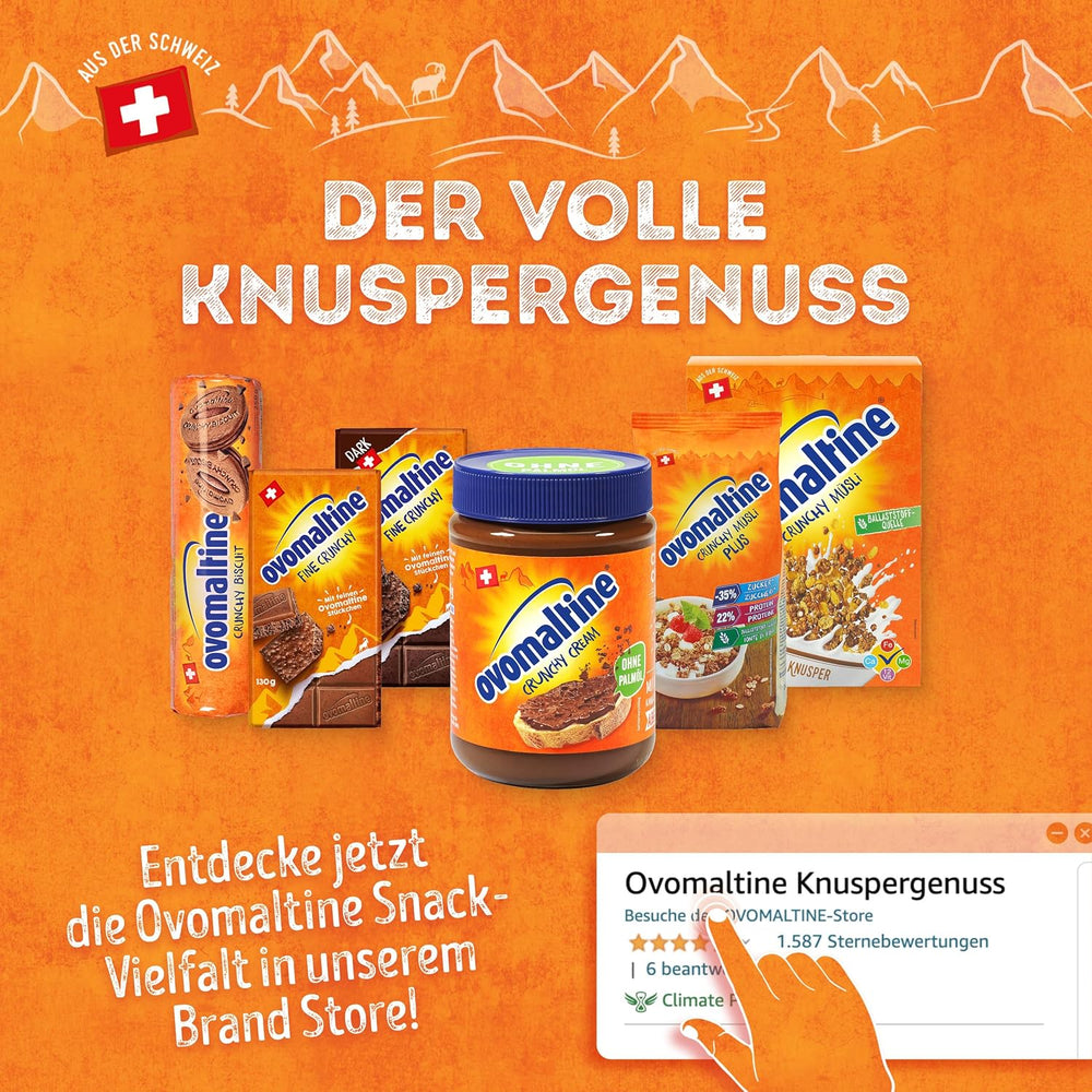 Ovomaltine OVO BREAK Wafer and Chocolate Bar - a crunchy snack with the unmistakable taste of our popular Creme Crocante, naturally without palm oil (4 x 39g)