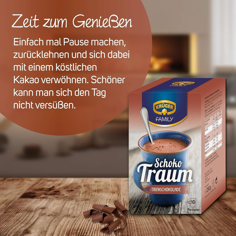 KRÜGER Family, Cocoa powder for hot chocolate, 8 boxes x 10 sachets, 8 x 250 grams Cocoa and Hot Chocolate Naty Shop