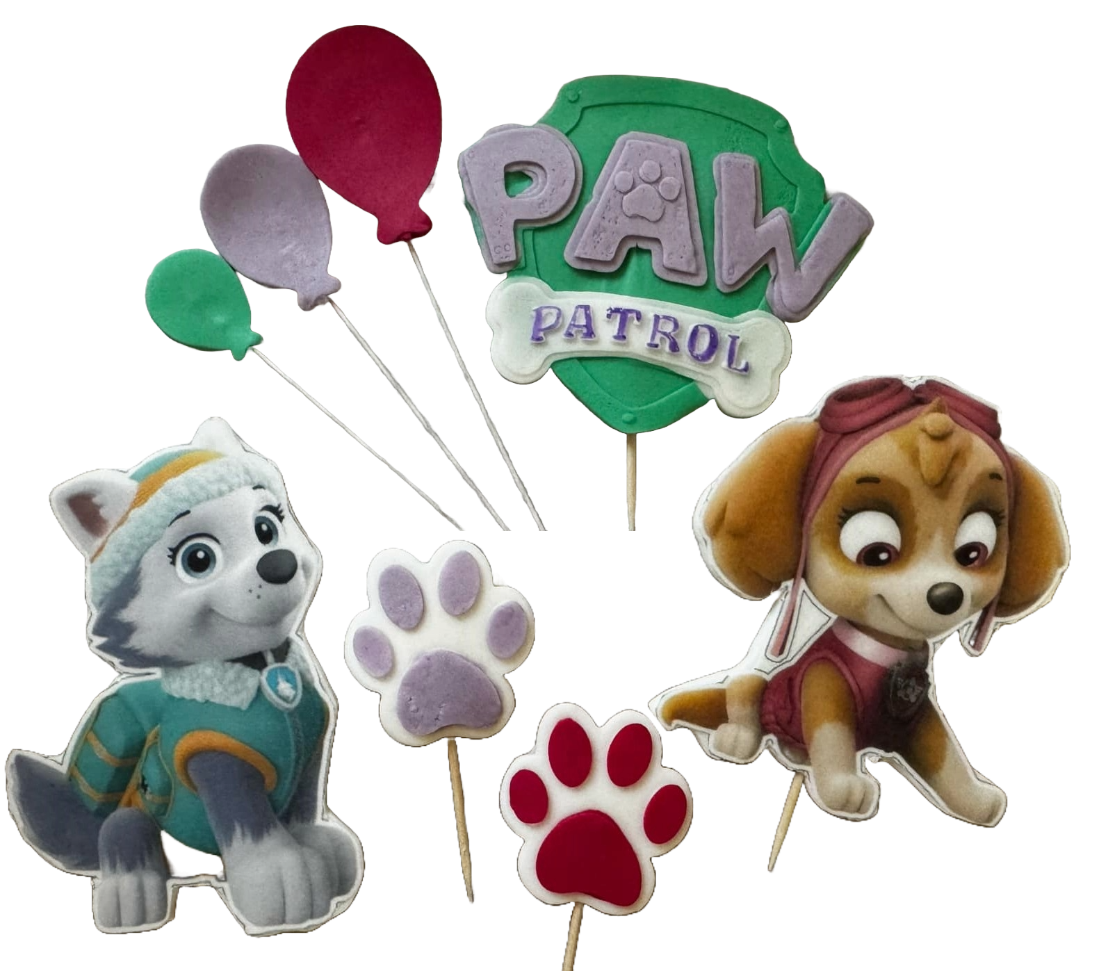 Set 8 decoratiuni comestibile din pasta de zahar, Patrula catelusilor Decoratiuni din Pasta de Zahar Naty Shop