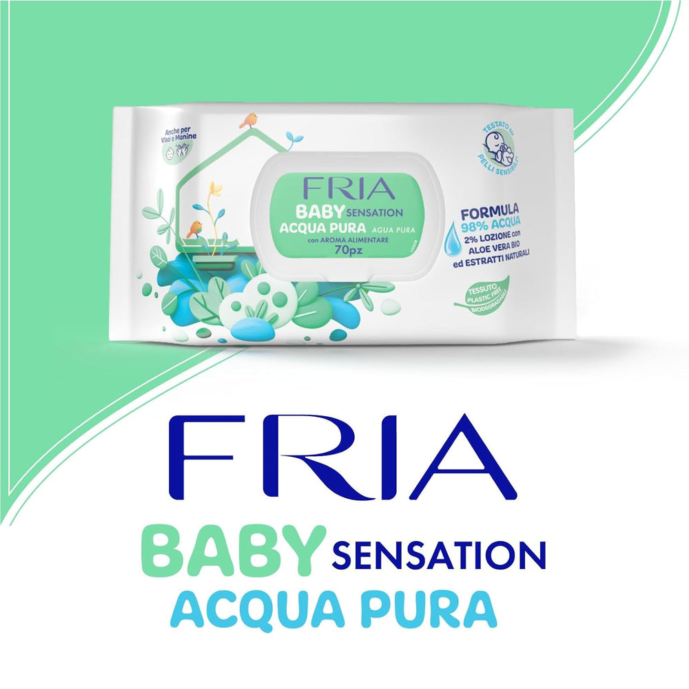 Baby Sensation Pure Water Wet Wipes, Formulated with 98% Purified Water for Skin Cleansing, Dermatologically Tested, Economy Pack of 840 Wipes