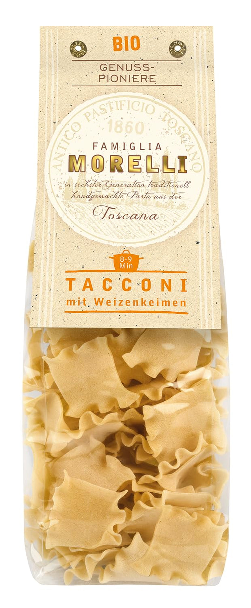 BioGourmet Pappardelle with Wheat Germ - Organic Wide Pasta for Stews and Sauces - with Extra Nutrients | 500 g Organic and Vegan
