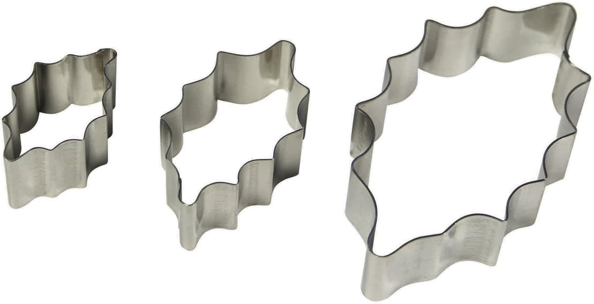 Formă de biscuiți cu flori de ilex, 2 x 1,2 x 5,3 cm, argintie