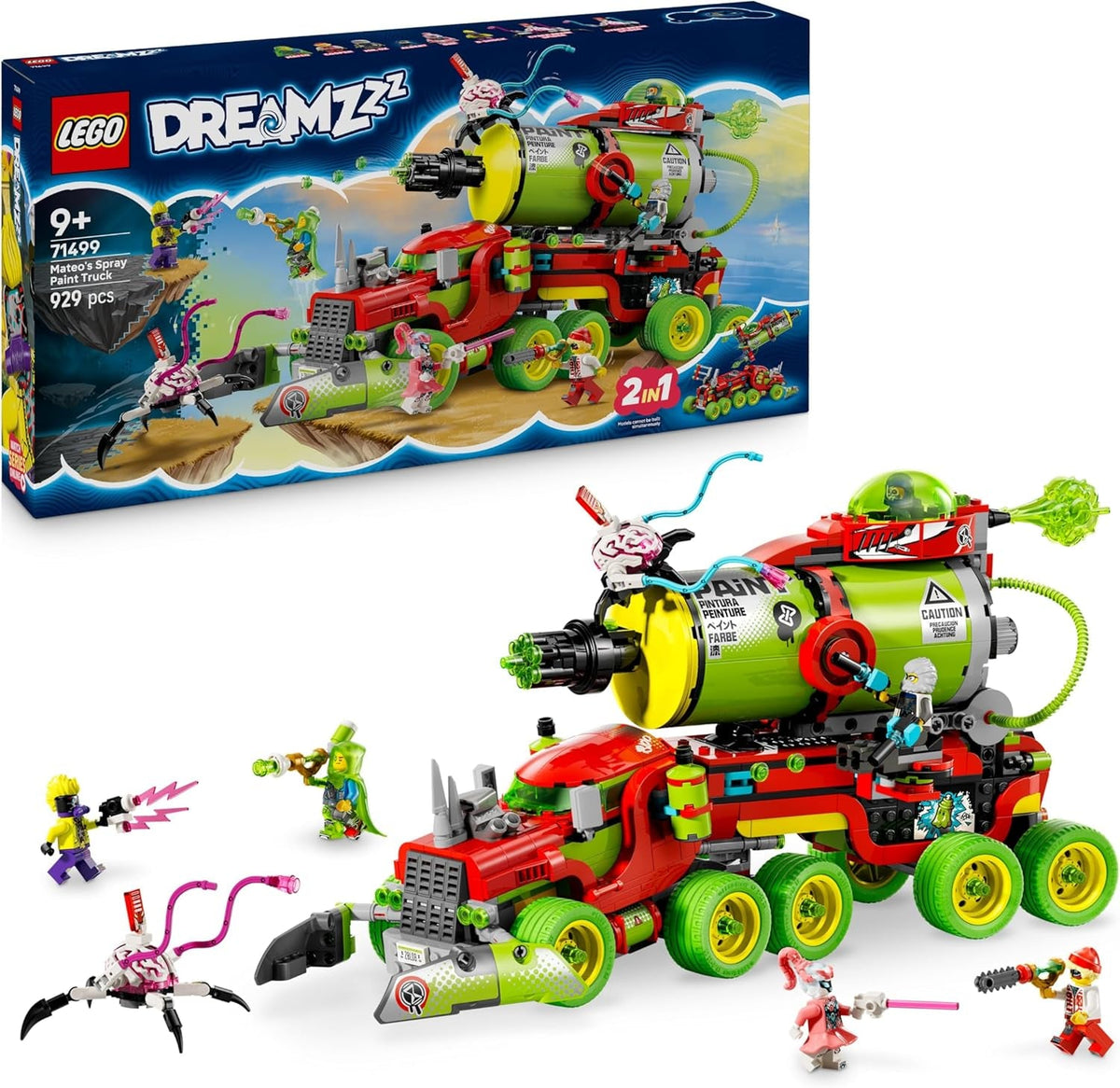 LEGO DREAMZzz Mateos Sprühdosen-Truck - Spielzeug mit 2 Baumodi, modularen Boostern und 5 Minifiguren, darunter Cooper und Mr. Oz - Geburtstagsgeschenk für Mädchen und Jungen ab 9 Jahren - 71499