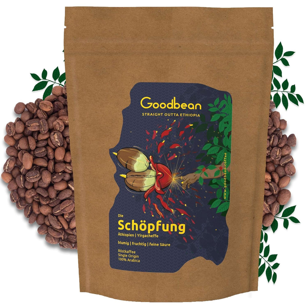 Die Schöpfung | blumig, fruchtig, feine Säure | milde & harmonische Kaffeebohnen | 500g | 100% Arabica | Äthiopien - Yirgacheffe | frisch geröstet | Versand direkt aus der Rösterei | Medium Roast