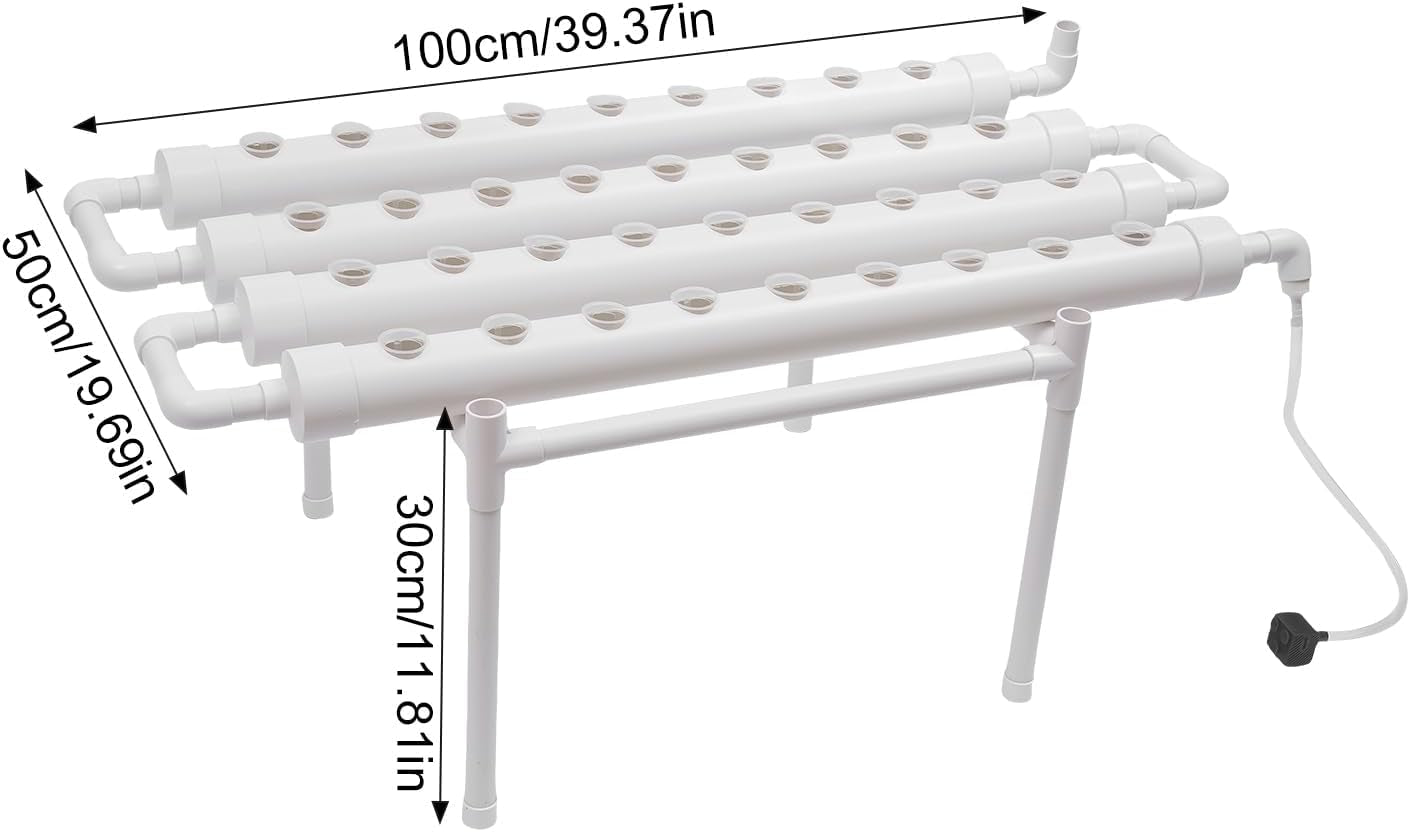 3-Layer Hydroponic Grow Kit 108 Planting Spaces Hydroponic Soilless Plant Grow Systems Hydroponic Plant Grow System in Tubes for Vegetables (Single Layer with 36 Holes)