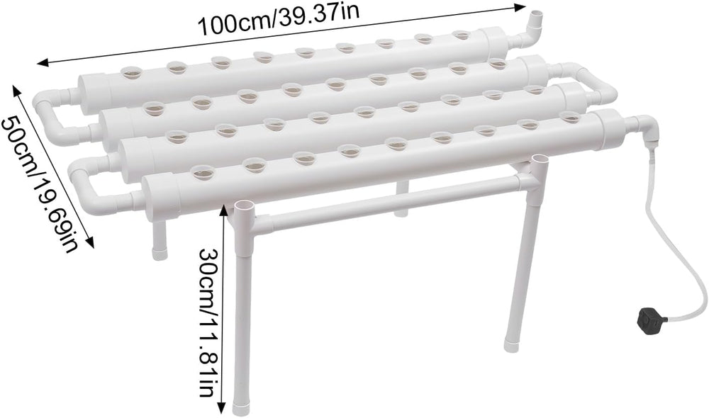 3-Layer Hydroponic Grow Kit 108 Planting Spaces Hydroponic Soilless Plant Grow Systems Hydroponic Plant Grow System in Tubes for Vegetables (Single Layer with 36 Holes)