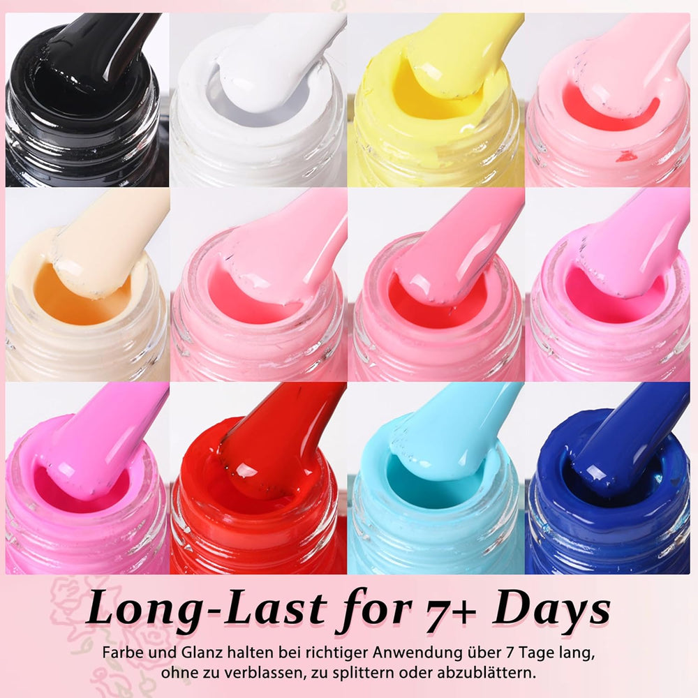 6 Piece Nail Polish Set - Quick Dry Long Lasting Bright Red Nail Polish - Non-Toxic Water Based Nail Polish for DIY Salons Manicure Gift (Colored A)