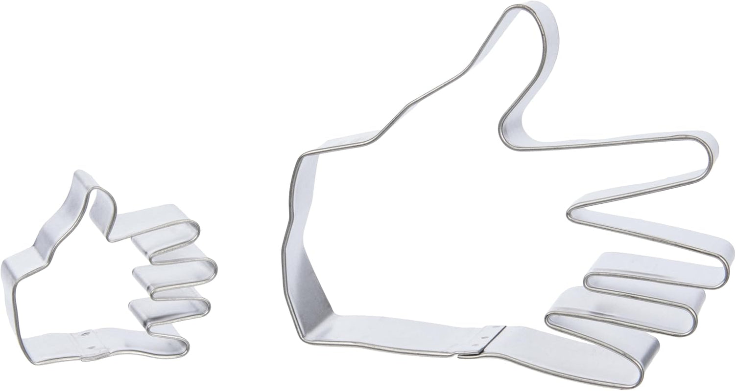 SC619 Forme de tăiat fursecuri și tort cu motiv de mână, dimensiuni mici și mari, asortate, oțel inoxidabil, argintiu, 10 x 2 x 9 cm, 2 bucăți