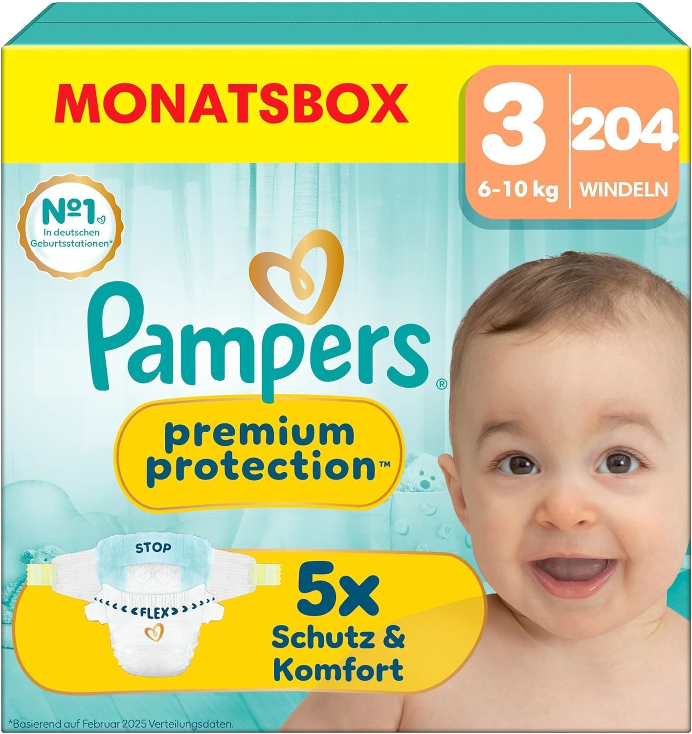 Pampers Premium Protection Size 6, 144 Diapers, 13kg-18kg, Our #1 Skin and Leak Protection
