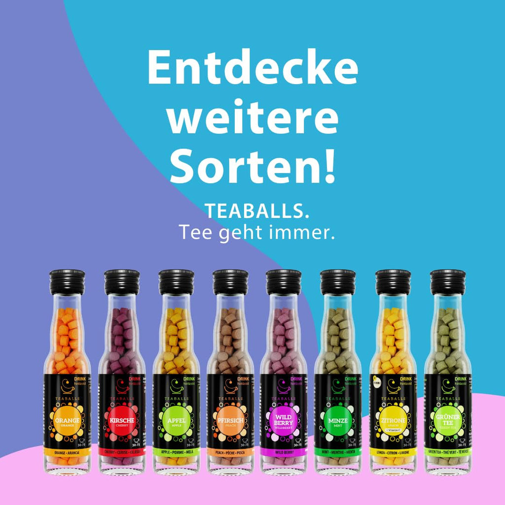 TEABALLS - Set de 3 POWER TEA MIX - ZMEURĂ, ENERGIE, CIREȘE Pentru aproximativ 120 de cești de ceai