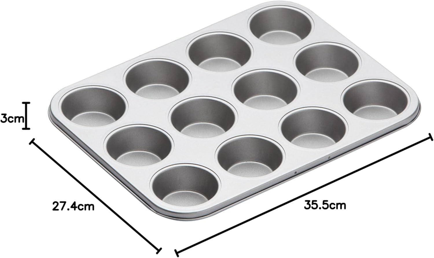 Kitchen Craft Muffin Baking Tray, Non-Stick Cover, Holds 12 Muffins, 35cm X 27cm Naty Shop Baking Pans & Trays