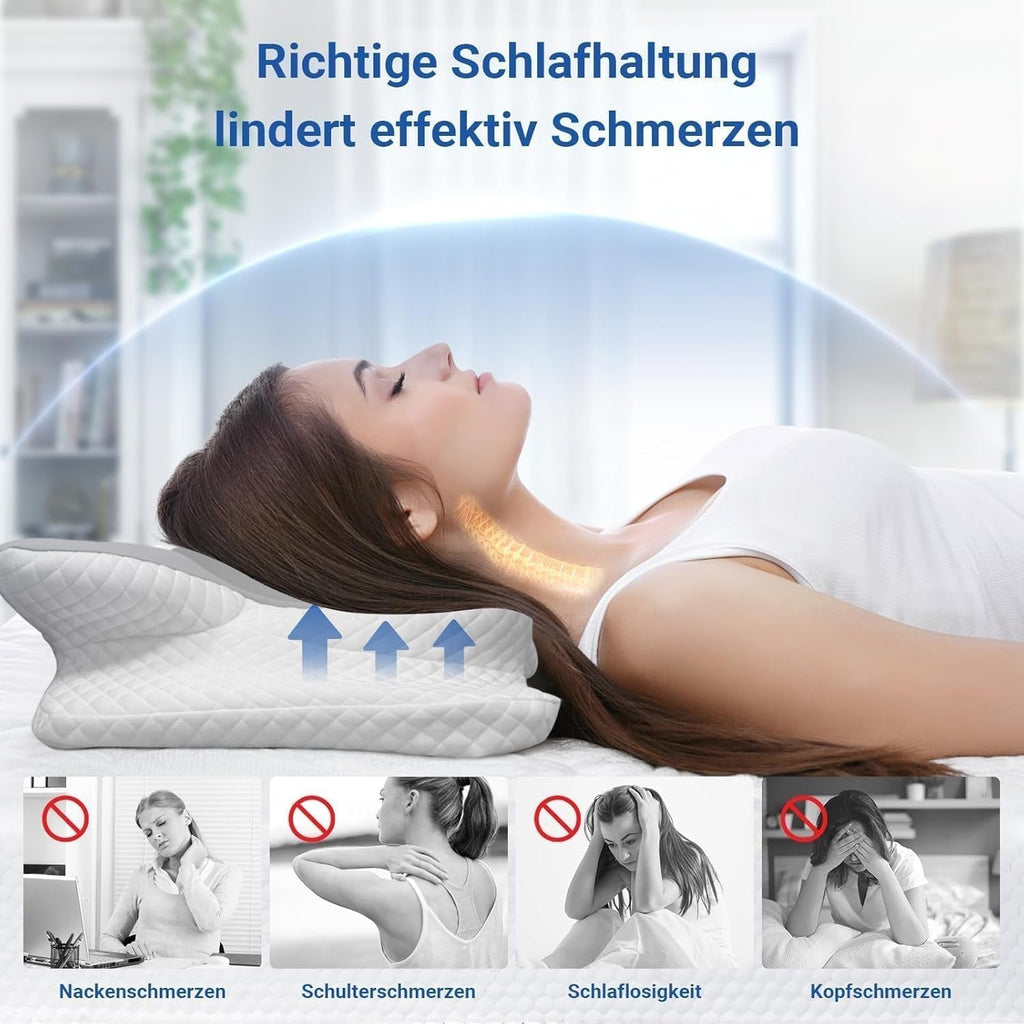 Hothands Pernă din spumă de memorie Pernă ortopedică ergonomică, pernă pentru ameliorarea durerilor laterale, dorsale și abdominale și îmbunătățirea calității somnului, 62X41X13/11Cm Perne ortopedice cervicale Naty Shop