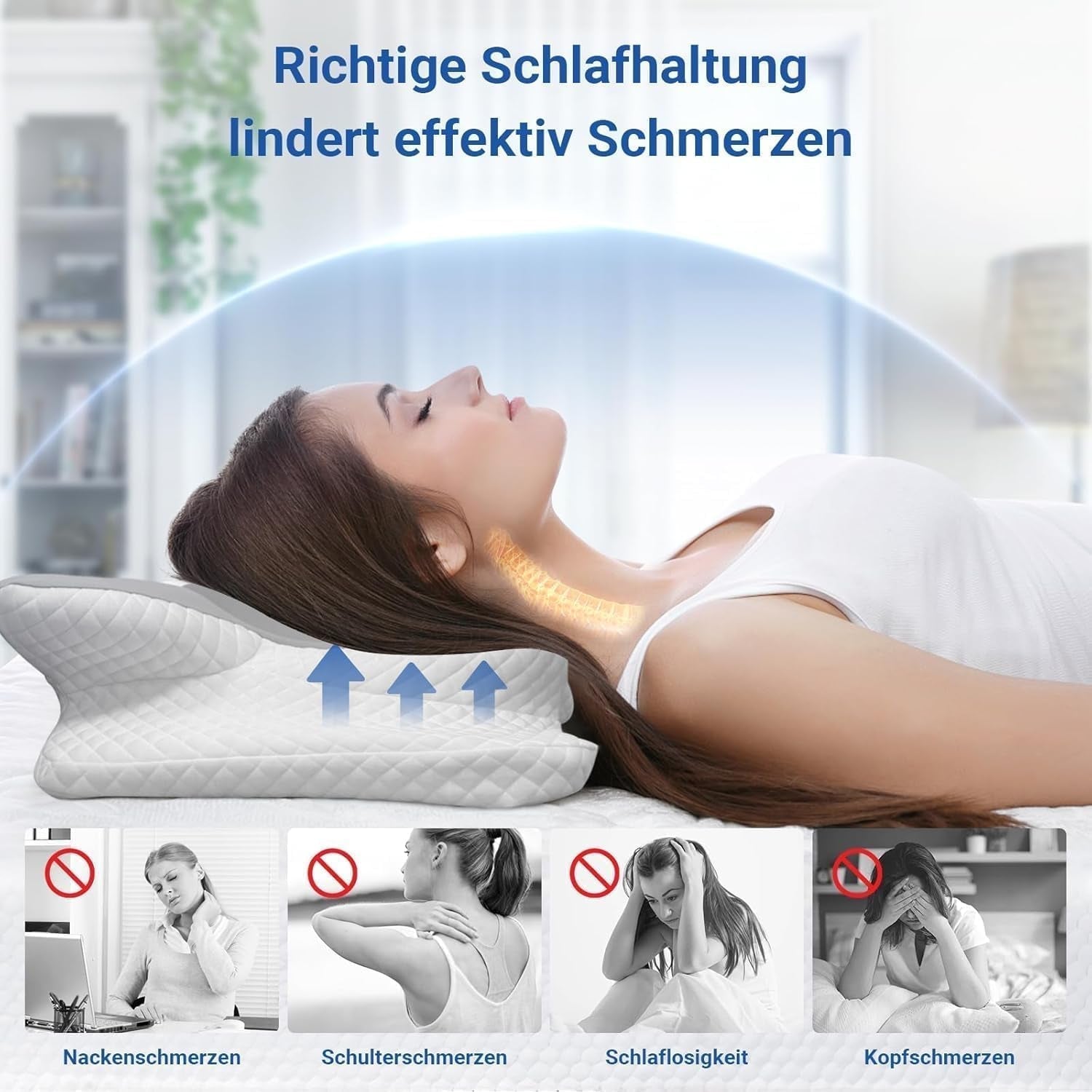 Hothands Pernă din spumă de memorie Pernă ortopedică ergonomică, pernă pentru ameliorarea durerilor laterale, dorsale și abdominale și îmbunătățirea calității somnului, 62X41X13/11Cm Perne ortopedice cervicale Naty Shop