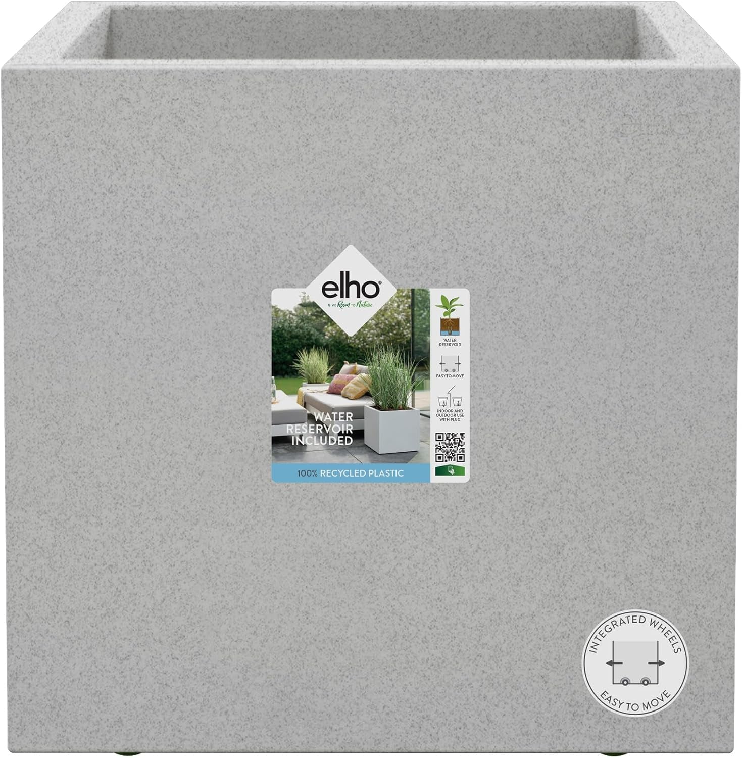 elho Vivo Next Square 30 - Cutie cu flori pentru interior și exterior - 100% plastic reciclat - L 29,5 x Î 29,5 cm - Negru/Negru viu