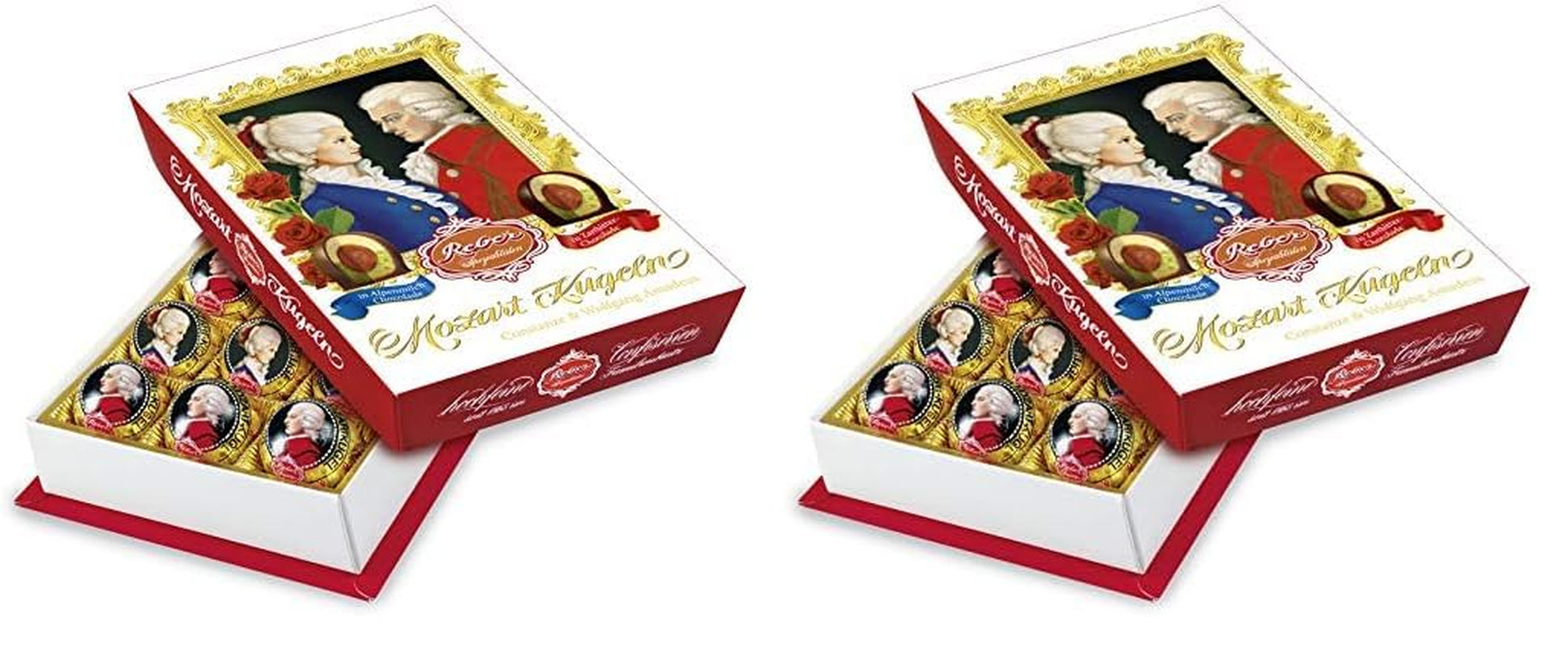 Reber Mozart balls with dark chocolate, pack of 6 with marzipan and nougat, vegan - 1 x 120 g