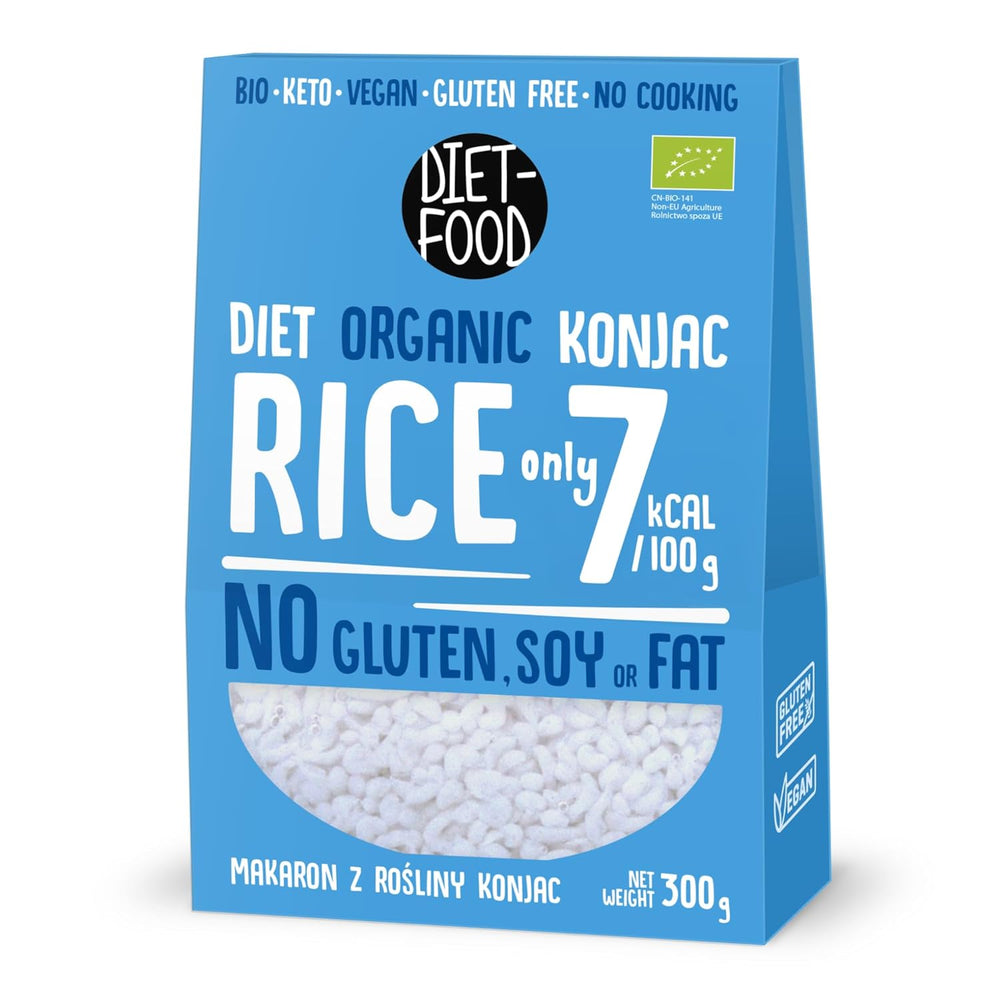 DIET-FOOD Organic Shirataki Konjac Instant Rice, Low Carb, Low Calorie, Vegan, Fat Free, Soy Free, Gluten Free, Keto Friendly, Slimming, 300 Grams