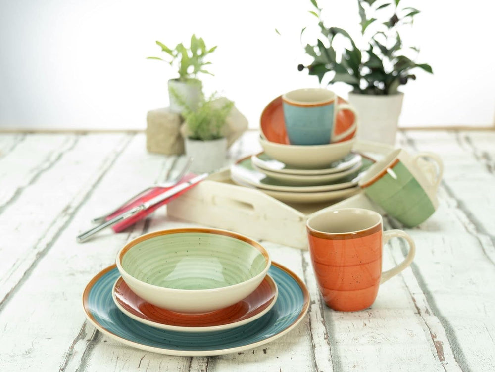 CreaTable, 22851, seria COUNTRY, set de veselă cu 24 de piese pentru 6 persoane, serviciu combinat din gresie, potrivit pentru mașina de spălat vase și cuptorul cu microunde, producție de calitate