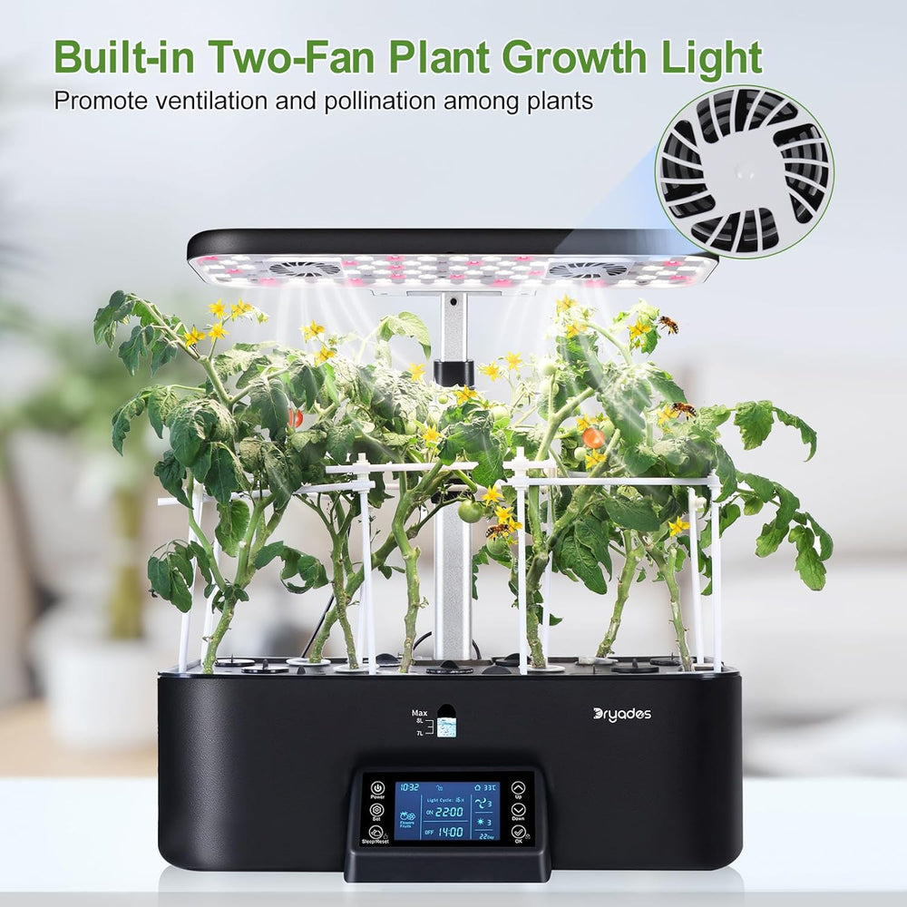 Indoor Hydroponic Grow System with Smart Lighting Schedule Settings, Full Spectrum Grow Light Herb Garden Pots, 17 Capsules, Black